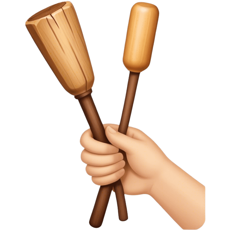 Hand holding Woodstick emoji