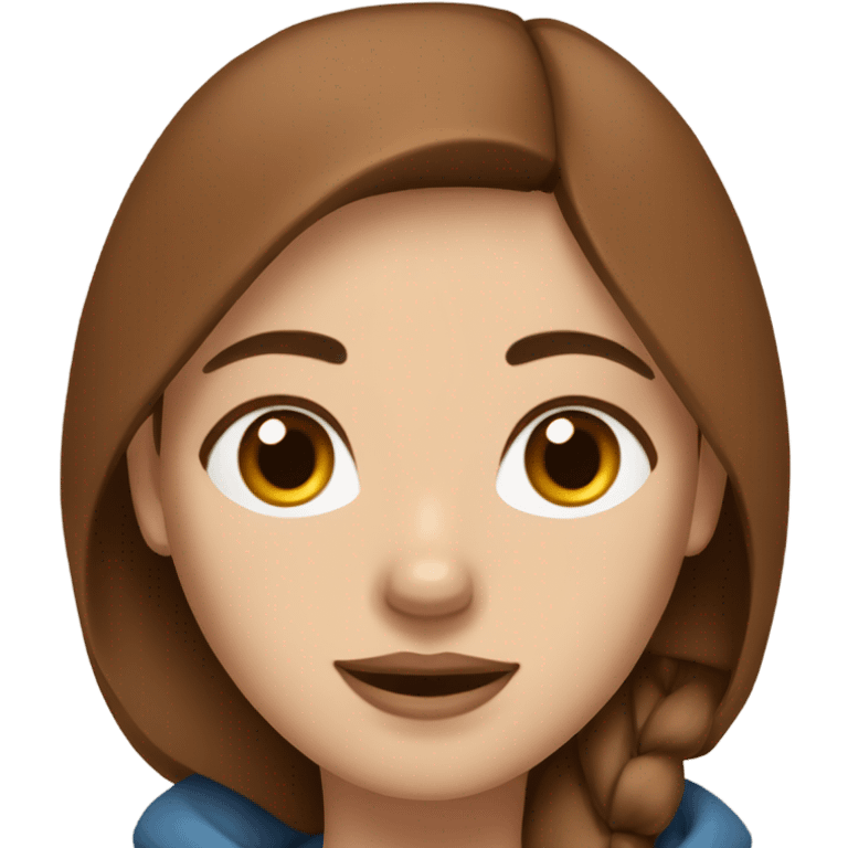 Woman brown hair blue eyes with Husky Copper beige  emoji