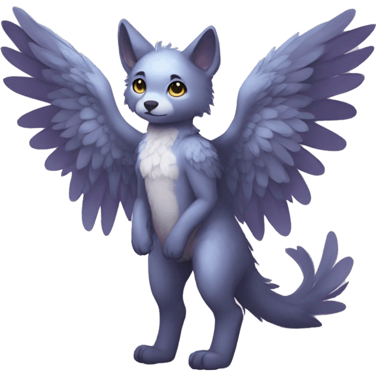 Anthro shy cute kawaii winged animal hybrid full body emoji