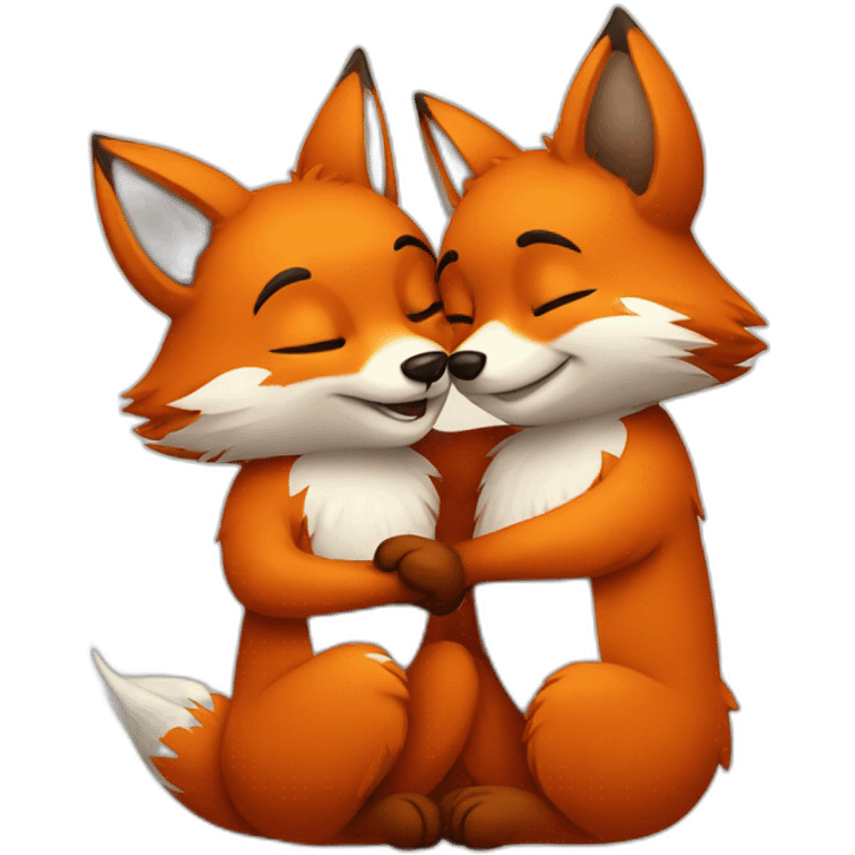 Two foxes hugging emoji