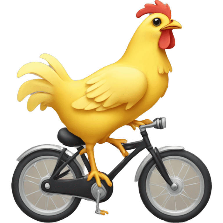 cute small young yellow chicken riding on a bike emoji