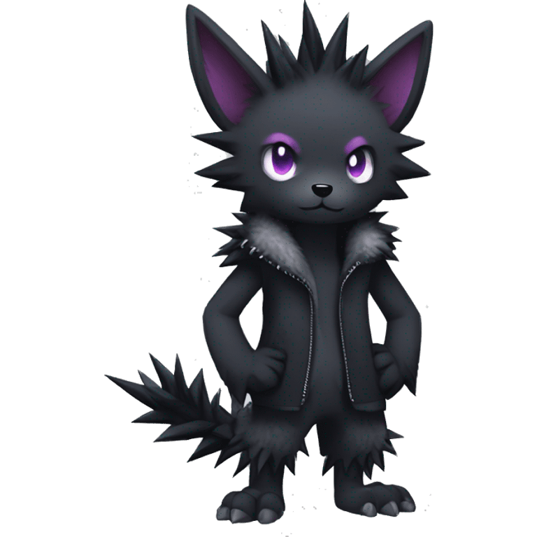 Dark Edgy Cool Shy Fluffy Spiky FurSona Fakemon Full Body emoji