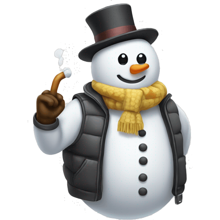 snowman with dad vest, corncob pipe emoji