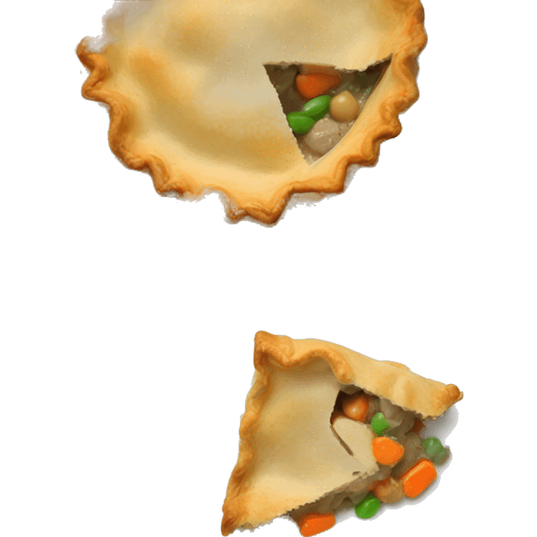 pot pie on a plate, small cut in top emoji