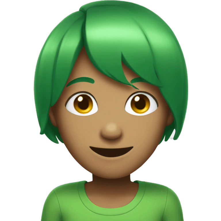 Smileface with green short hair emoji