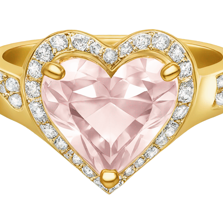 Gold engagement ring with light pink heart diamond  emoji