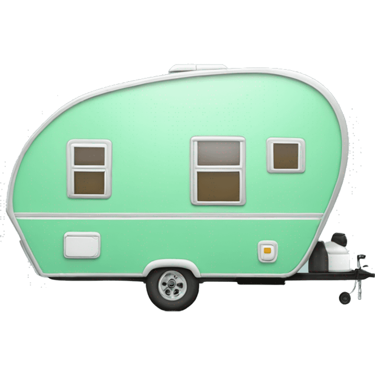 Realistic mint green camping travel trailer isolated. emoji