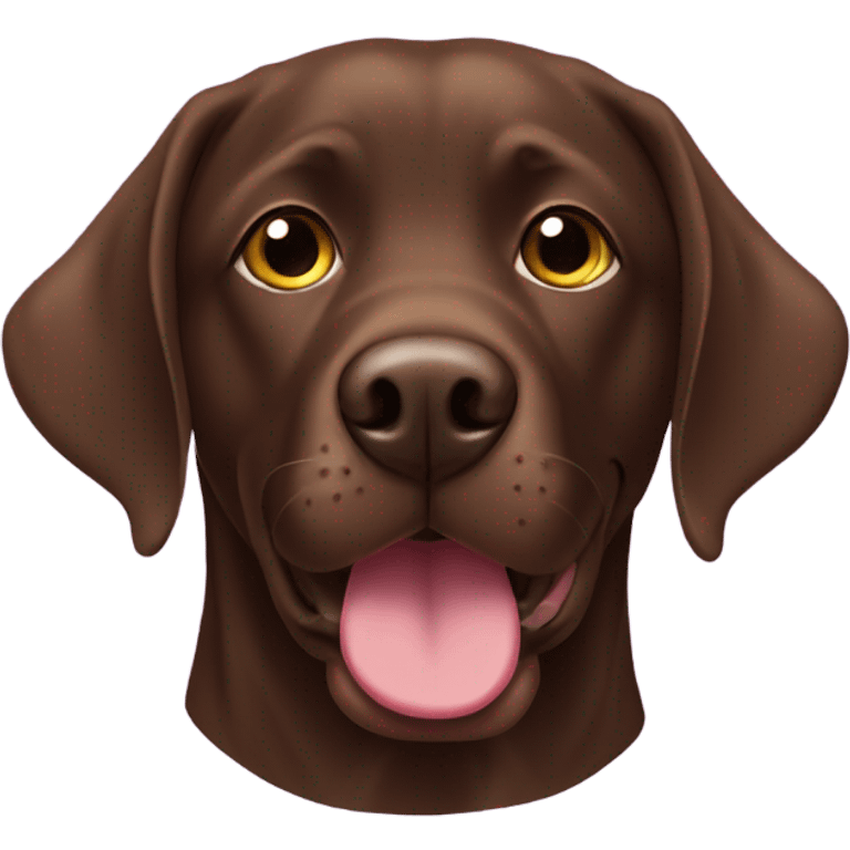 Chocolate lab, collar purple, food emoji