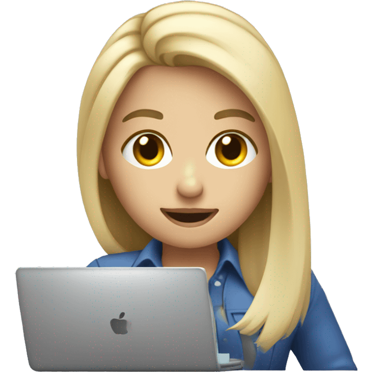 SOCIAL MEDIA MANGER,  A GIRL WITH BLONDE HAIR HOLDING LAPTOP AND A PHONE emoji