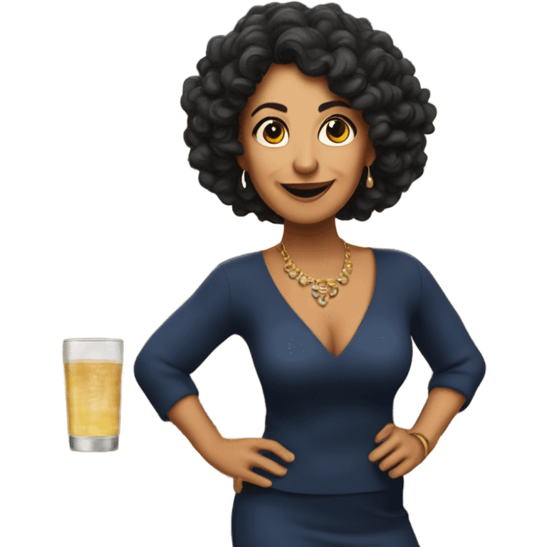 Hispanic 48 year old women with not so curly hair dancing at a bar emoji