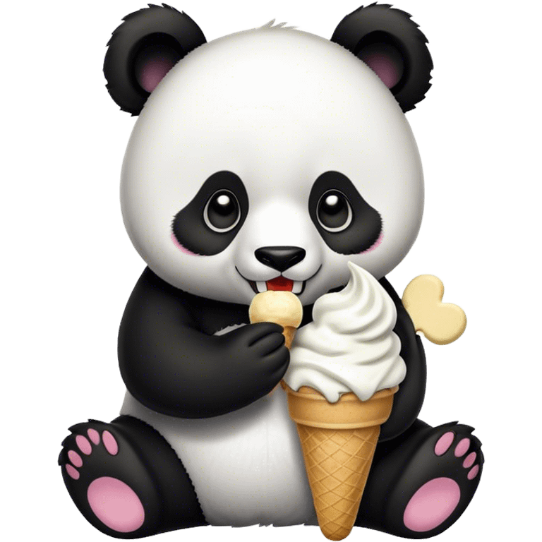 Panda eating ice cream emoji