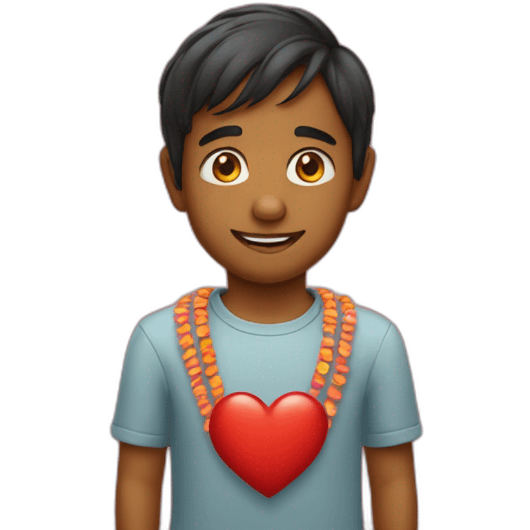 indian boy with love hearts emoji