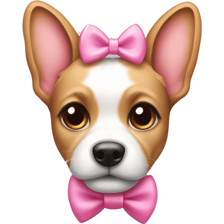 a dog with a cute pink bow on it emoji