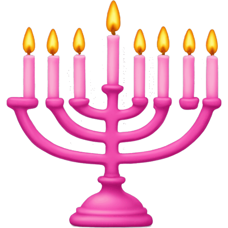 Pink menorah that has 8 candles  emoji