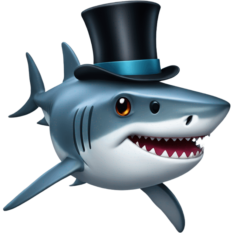 Shark with a top hat emoji