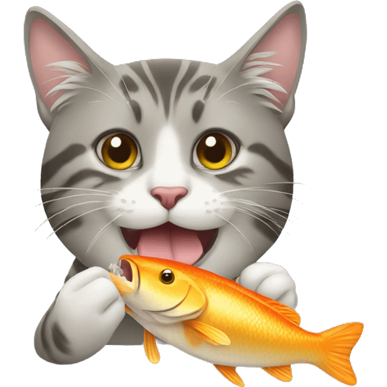 Cat eating a fish emoji