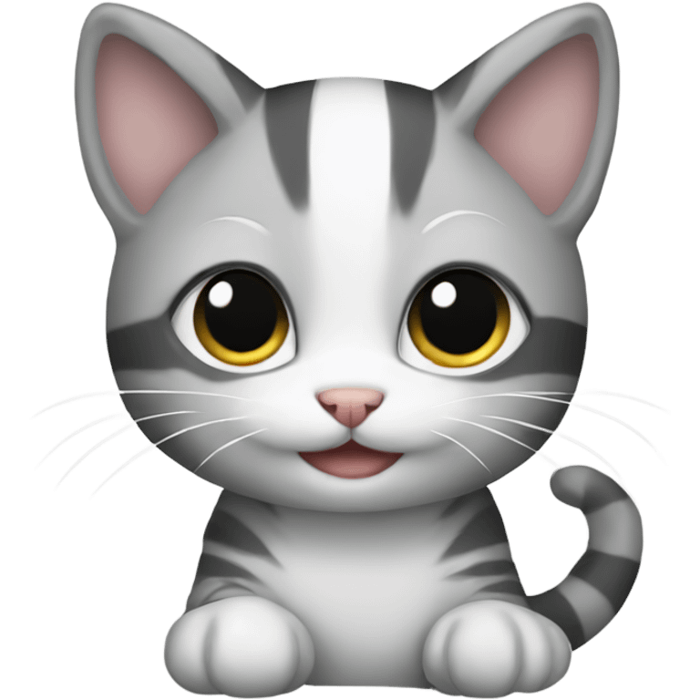 Grey and white striped kitten emoji