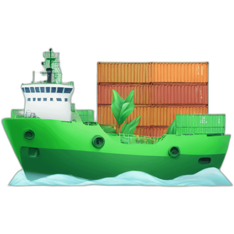 happy green ship with container emoji