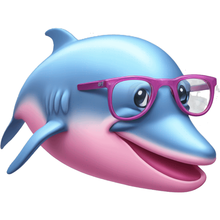 Pink dolphin with glasses emoji