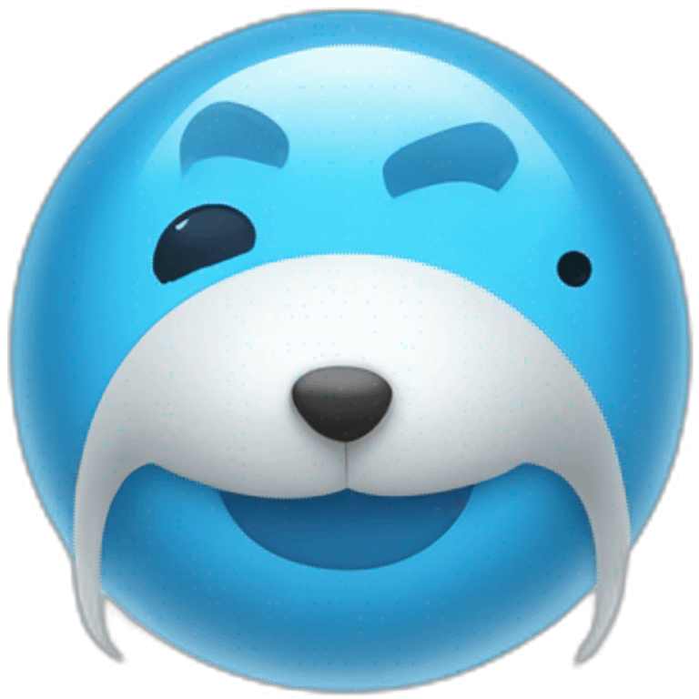 Blue seal with white nose and a pin ball at the end of the nose and a light blue collar emoji