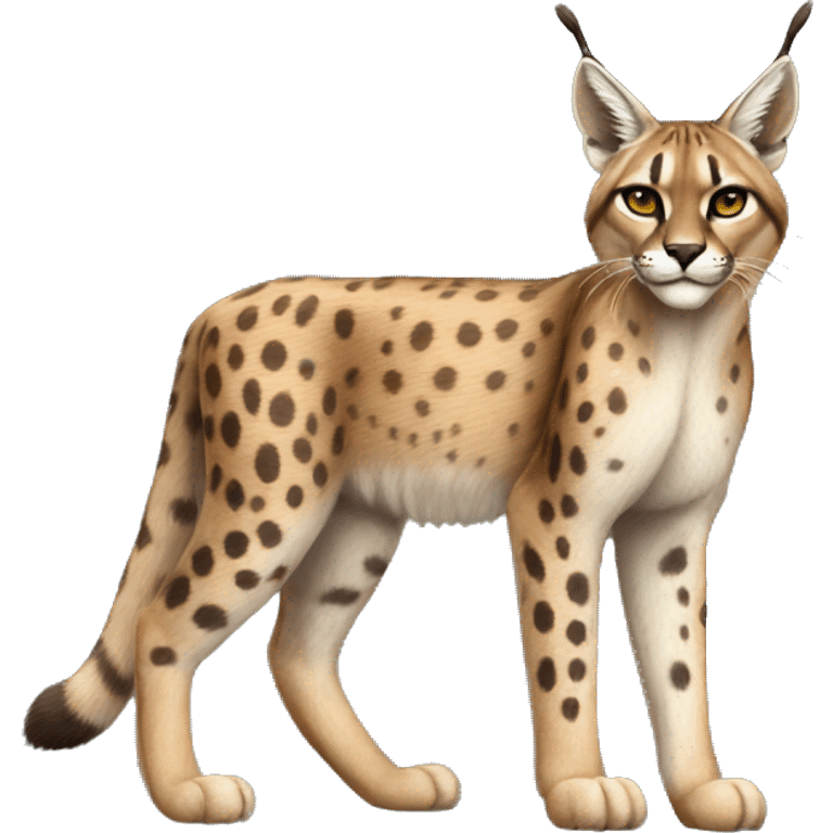 Striped and spotted Lynx-Caracal-Cheetah-hybrid full body emoji