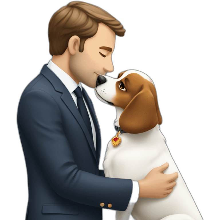 Macron kissing a dog  emoji