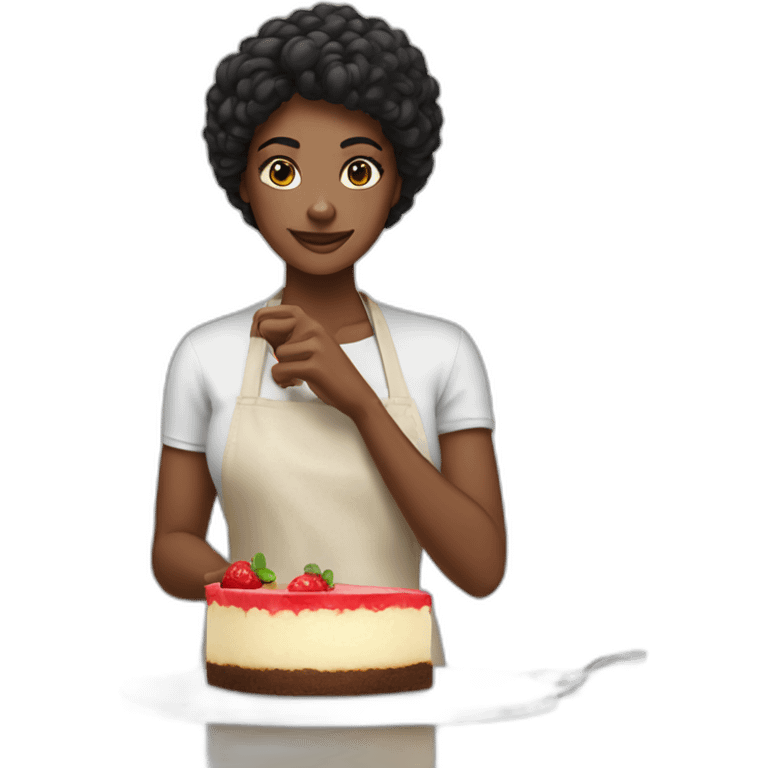 Woman with black hairy Preparing cheescake emoji