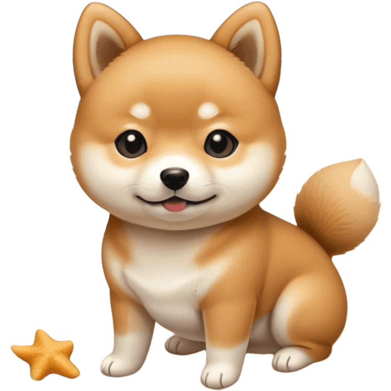 The baby shiba dog and beach emoji