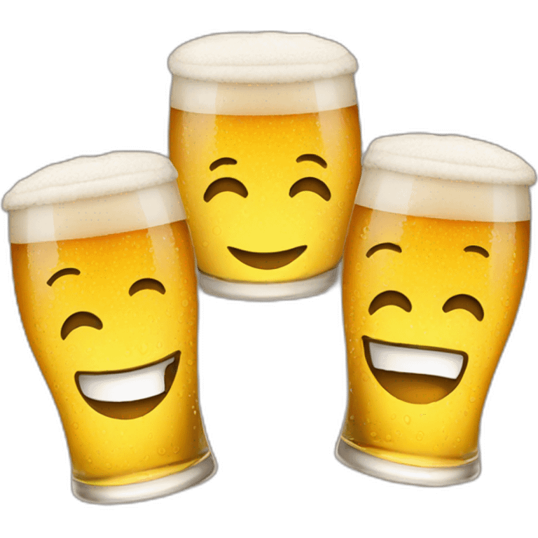 Three smiling glasses of beer emojis emoji