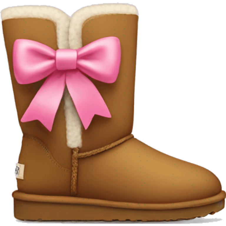 An Ugg boot with a pink bow on the back emoji