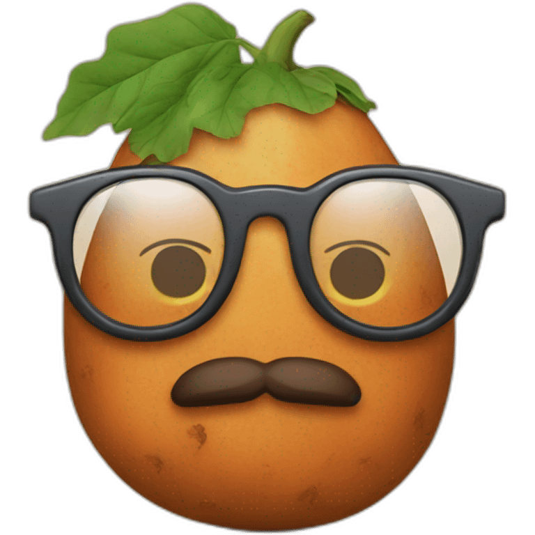 a sweet potato with glasses and beard emoji