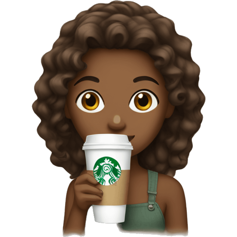 Brown girl with Starbucks  emoji