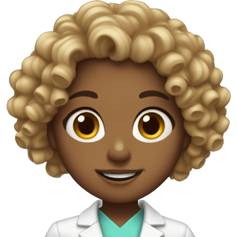 Curly girl dentist with freckles  emoji