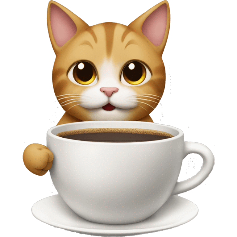 Cat drinking coffee emoji