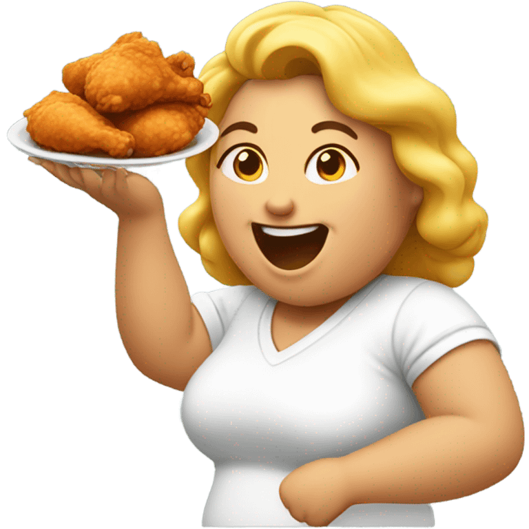 Fat woman eating fried chicken  emoji