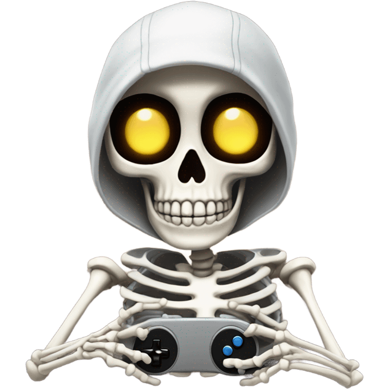 Skeleton wearing and beanie playing video games  emoji