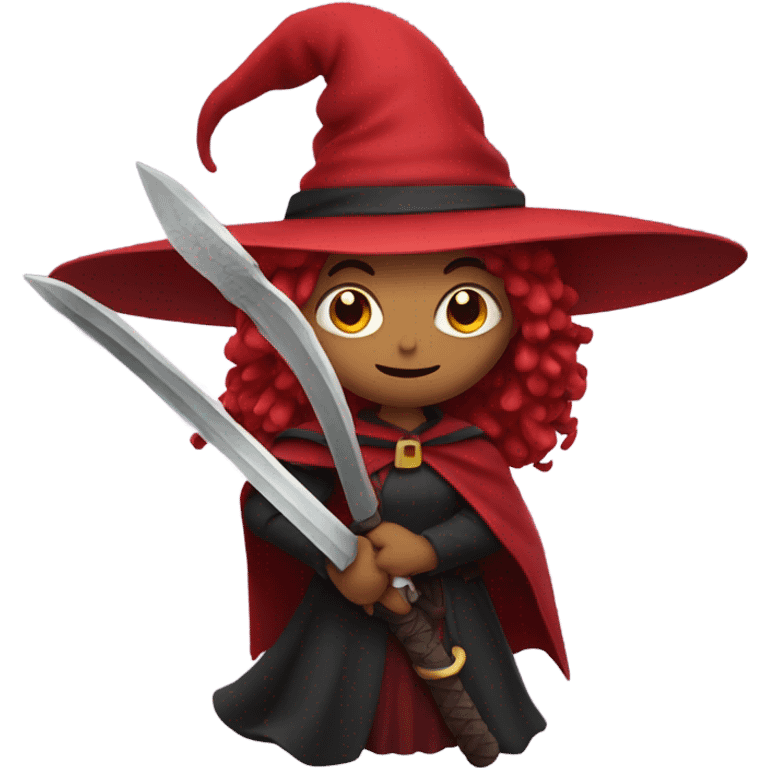 Red witch holding a sword emoji