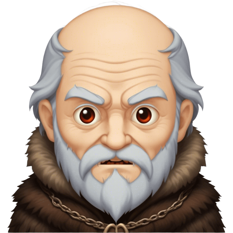 Old man with evil face wear Medieval fur coat emoji