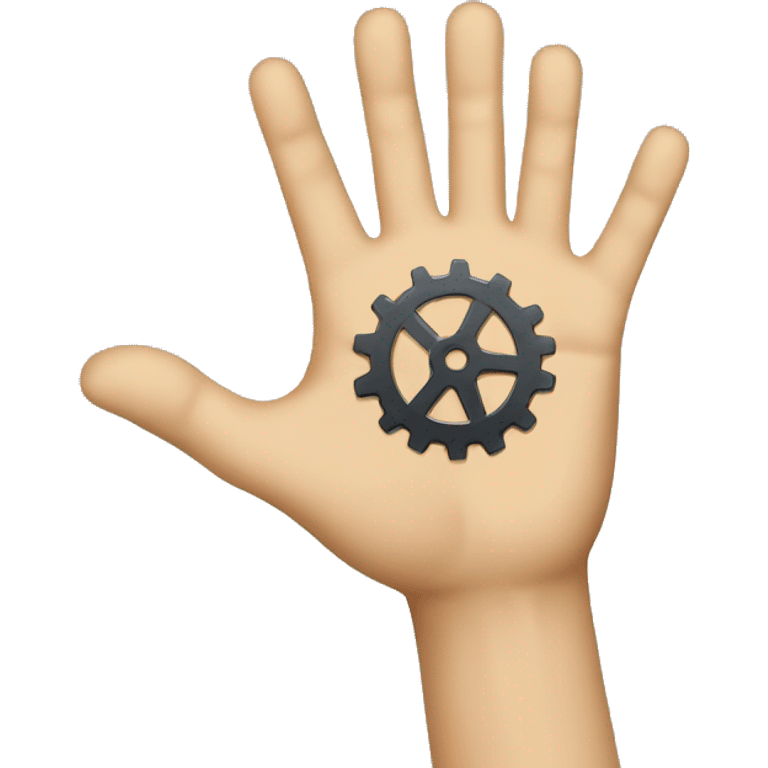 a hand with a gear emoji