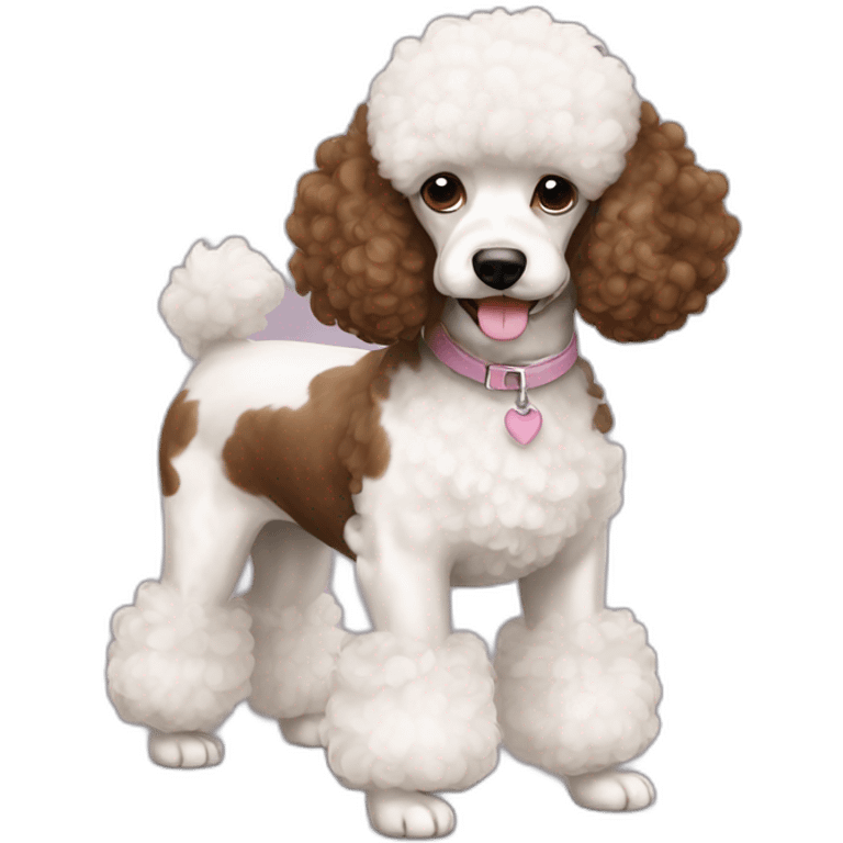 Dog french poodle brown AND white emoji