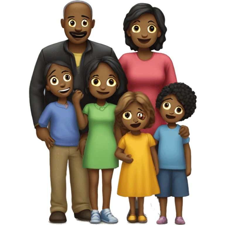 une famille noir de 3 enfants et 2 parents emoji