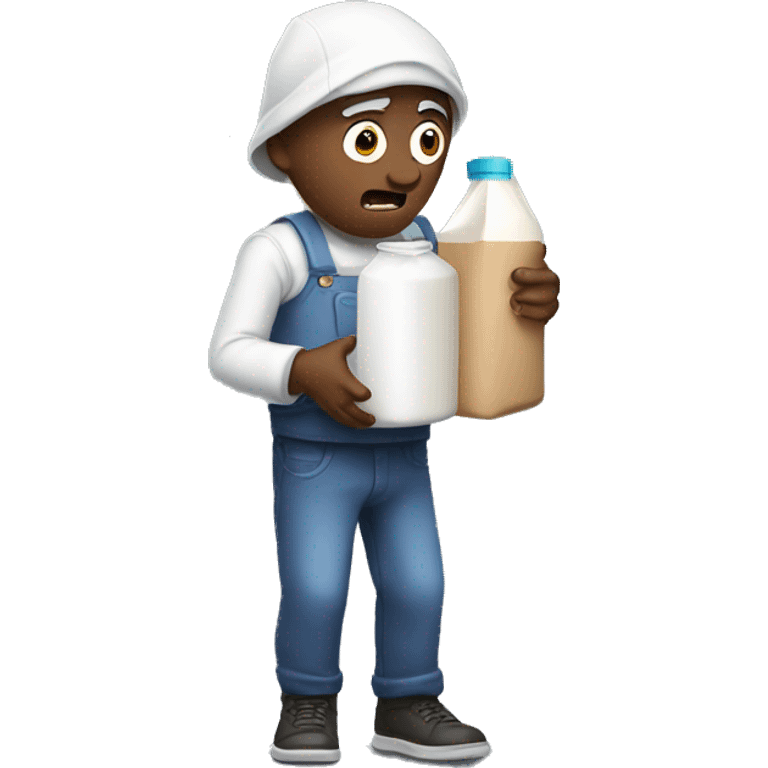 Scared man holding milk carton emoji