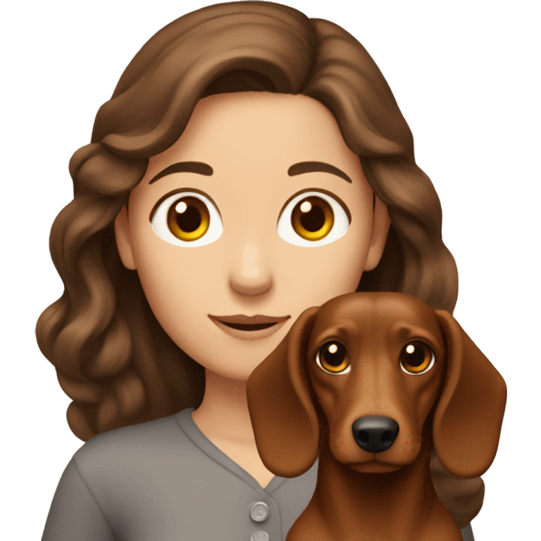 brown-haired girl with a long-haired dachshund emoji