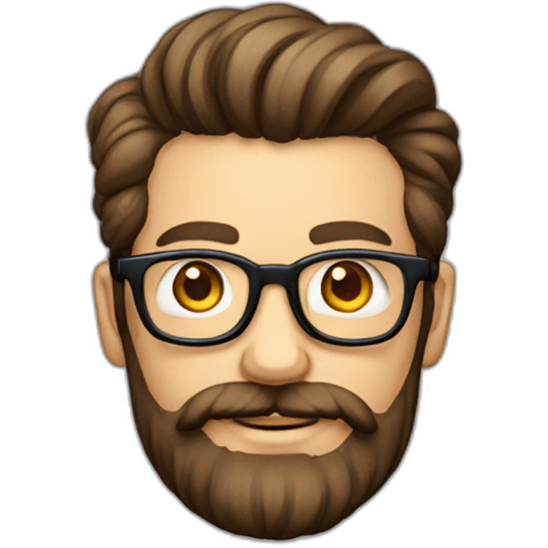 Geek avec des lunettes et cheveux brun un peu de barbe uniquement sur le bas et surtout pas de moustache avec des cheveux lisse emoji