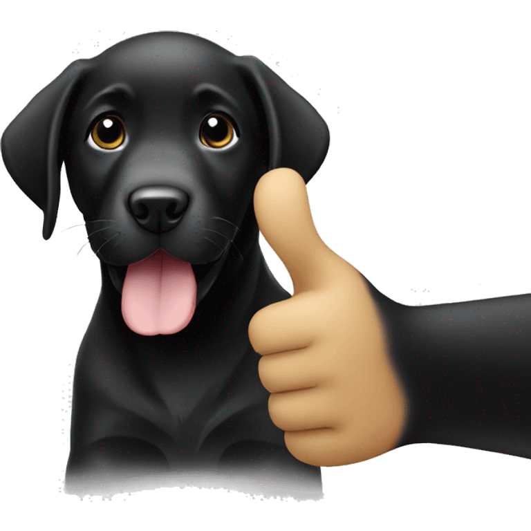 black labrador puppy with thumbs up emoji