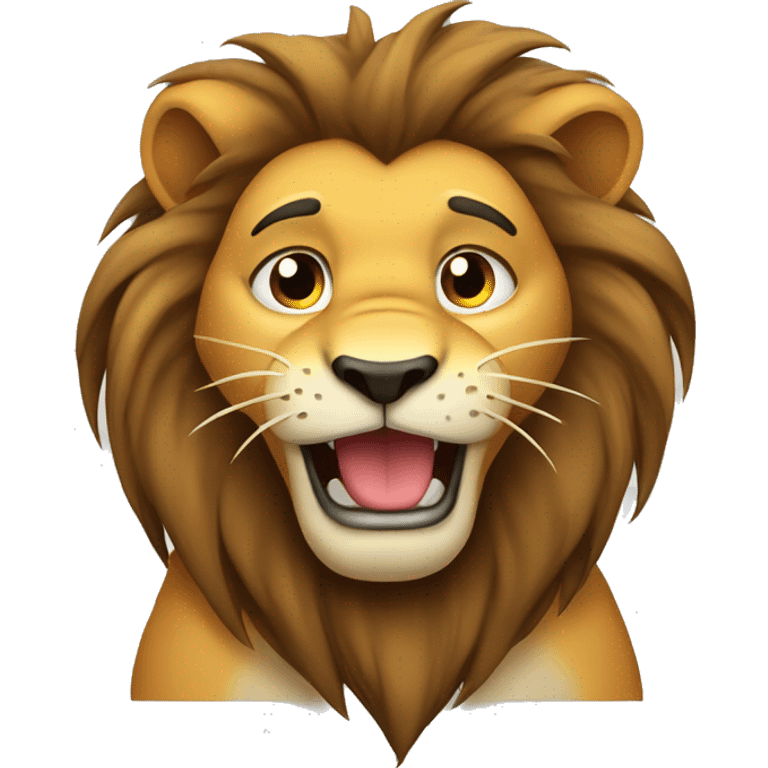 Cute young male lion holding back tears 🥹 showing hole lion emoji