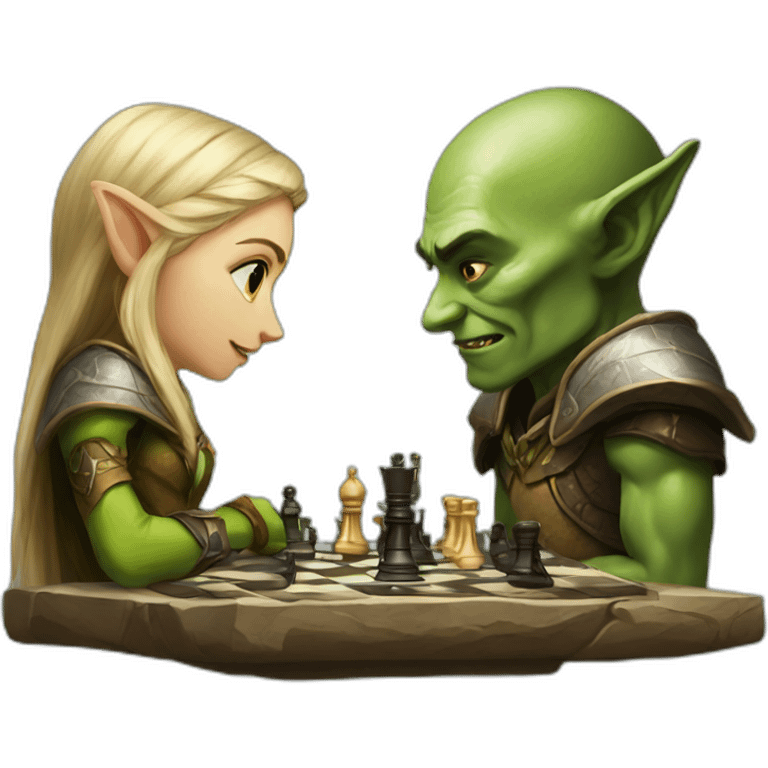 elven and orc play chess emoji