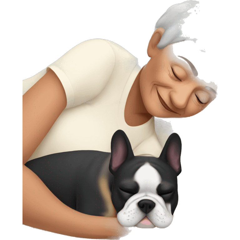 Grandma sleeping with French bulldog emoji