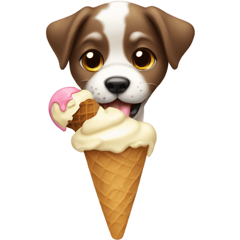 Puppy licking ice cream emoji