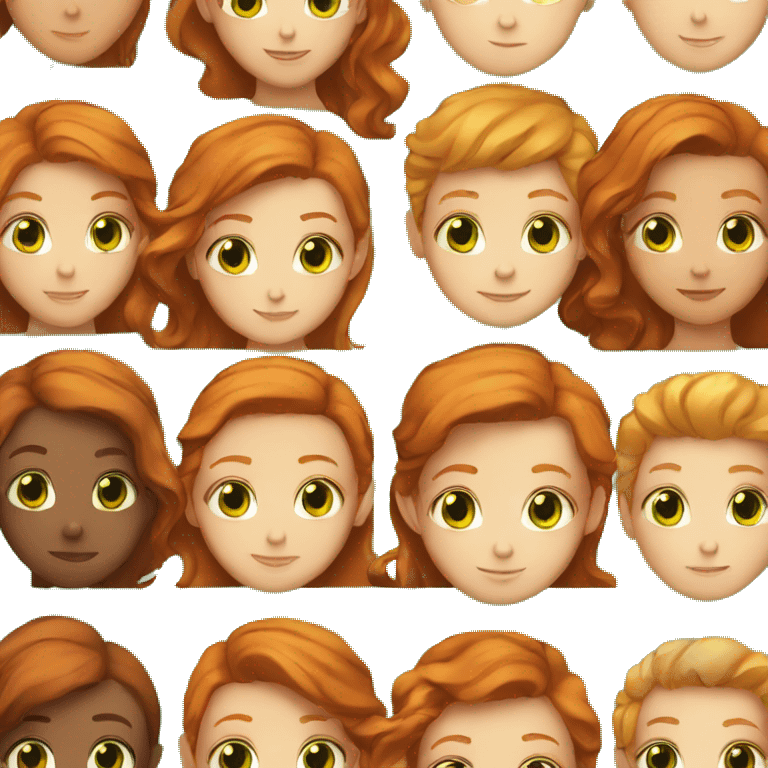 Girl with ginger hair and brown eyes and boy with green eyes and brown hair emoji